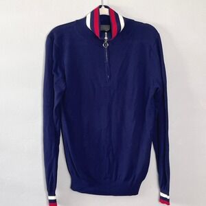G/FORE Navy Zip-Up Sweater with Red and White Trim